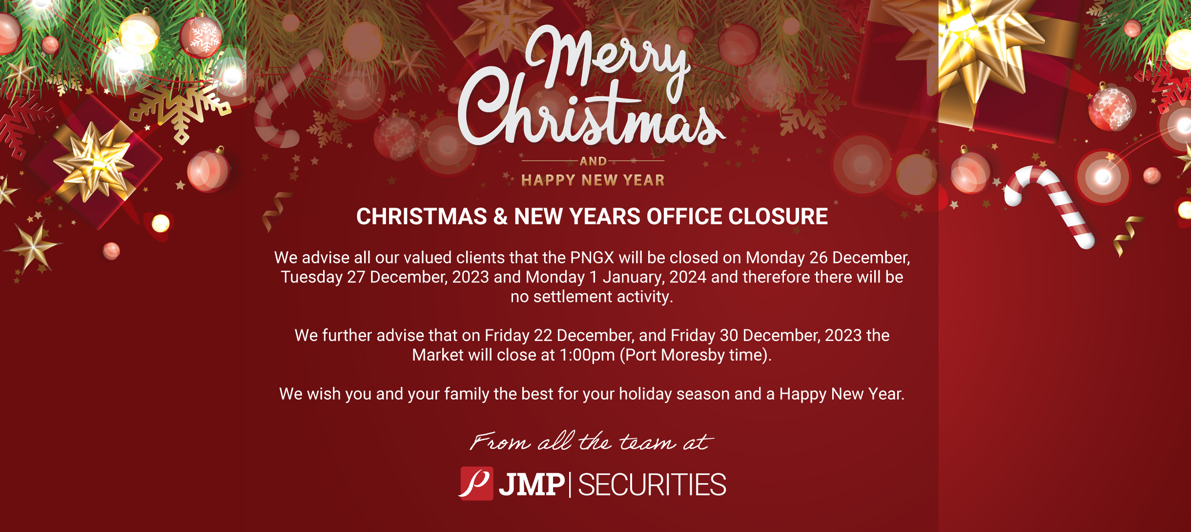 Merry Christmas and Happy New Year from all the team at JMP Securities